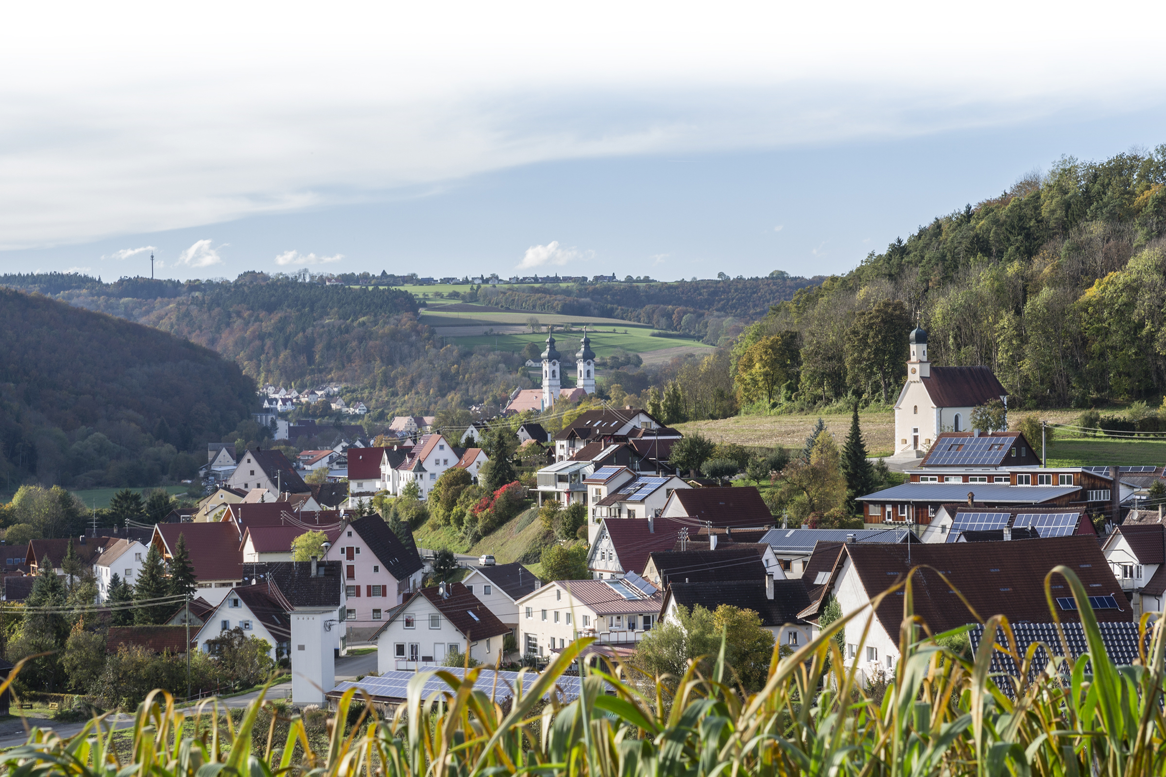 Zwiefalten, Blick auf Baach, Ferien rund um den Bussen